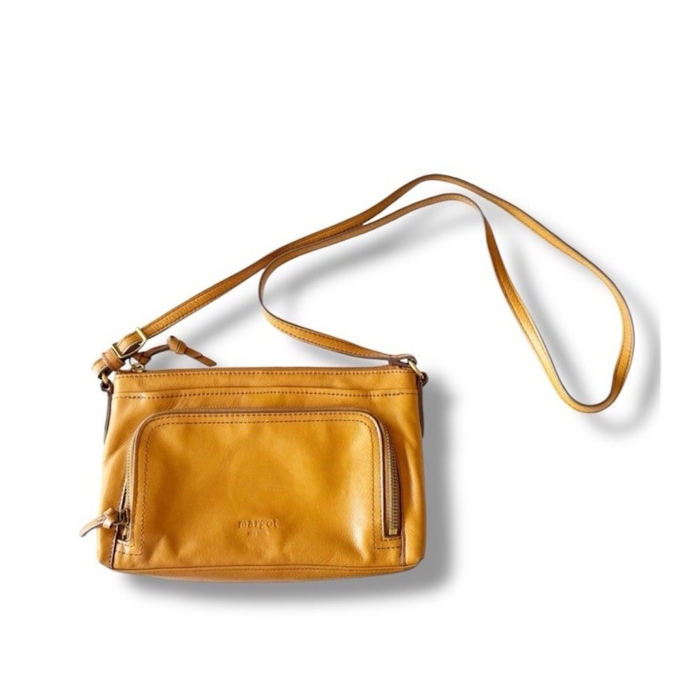Margot of New York Tan Leather Small Crossbody Bag Card Slots Fall Vibes Boho